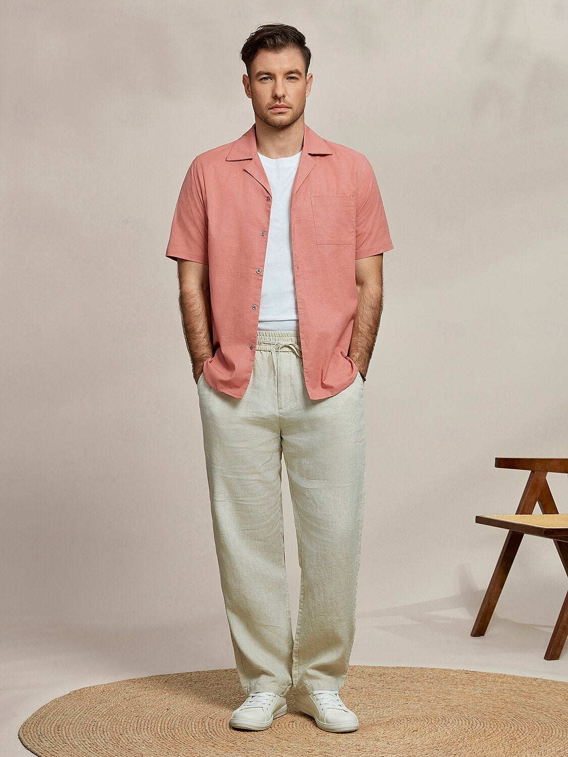 Linen Cotton Cuban Collar Casual Shirt