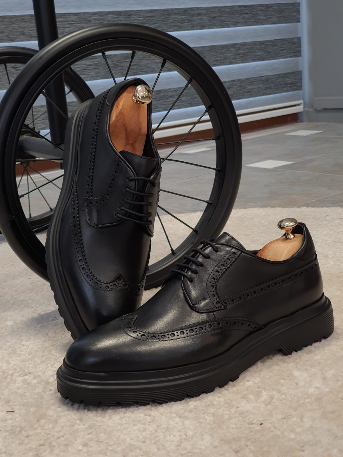 Logan Sardinelli | Men’s Calfskin Black Shoes – Lace-Up Dress Shoes with EVA Sole