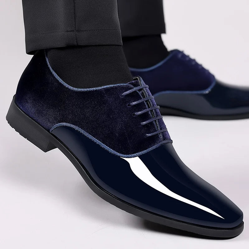 Men’s Patent Leather Dress Shoes – PU Gloss & Velvet Formal Party Style
