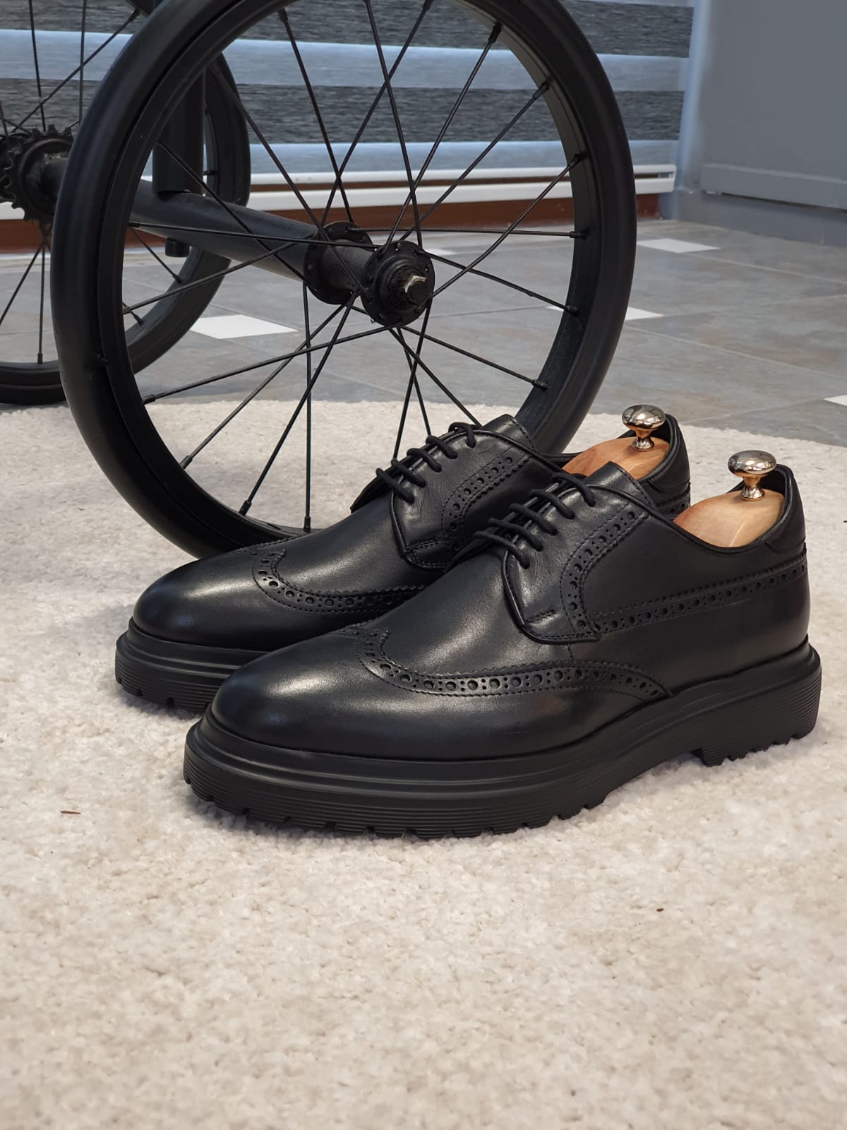 Logan Sardinelli | Men’s Calfskin Black Shoes – Lace-Up Dress Shoes with EVA Sole
