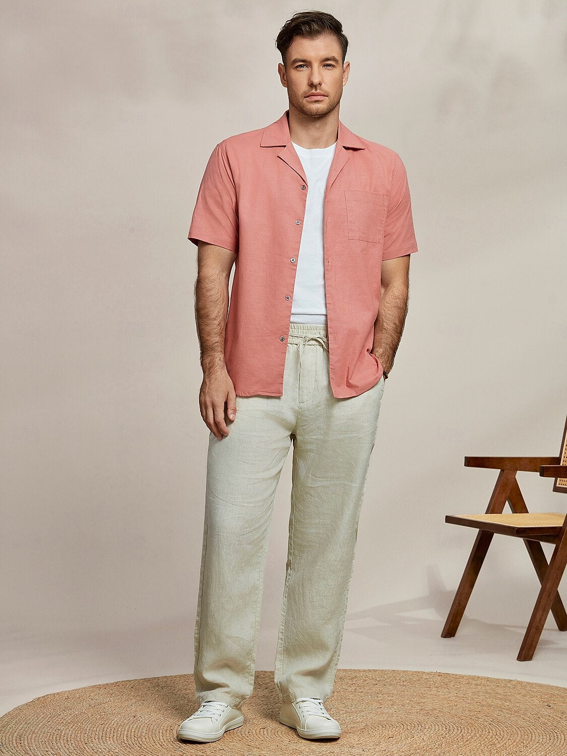 Linen Cotton Cuban Collar Casual Shirt