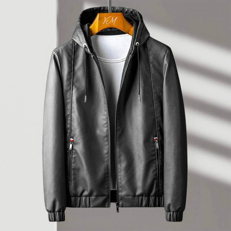 Aspen Hooded Men Casual Leather Jacket