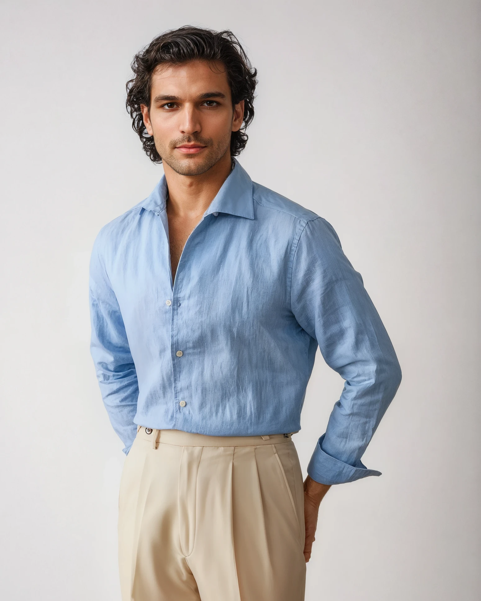 Solorfit - Mens Santorini Linen T-Shirt Blouse