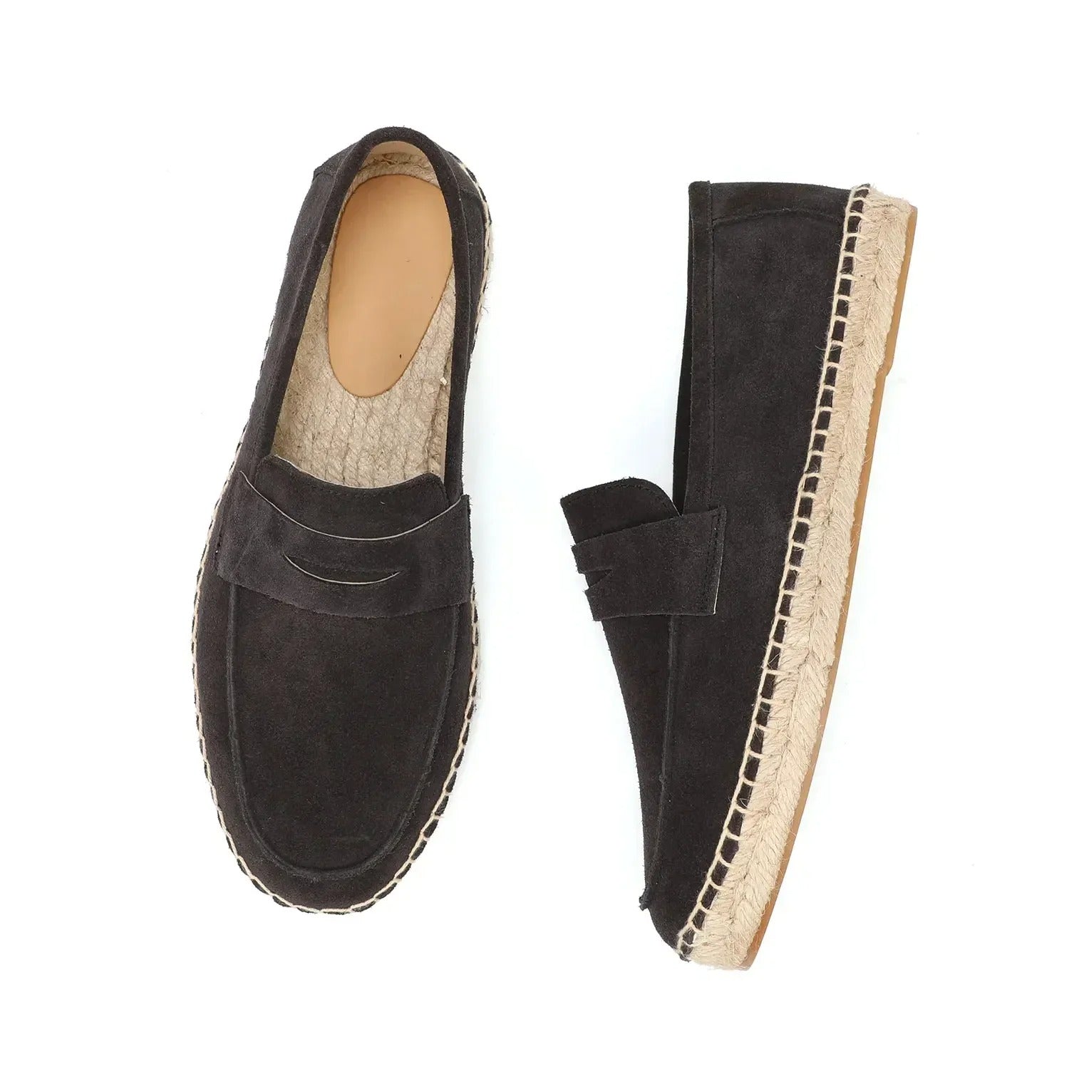 Men’s Suede Espadrille Loafers – Brown Slip-On Shoes in Old Money Style
