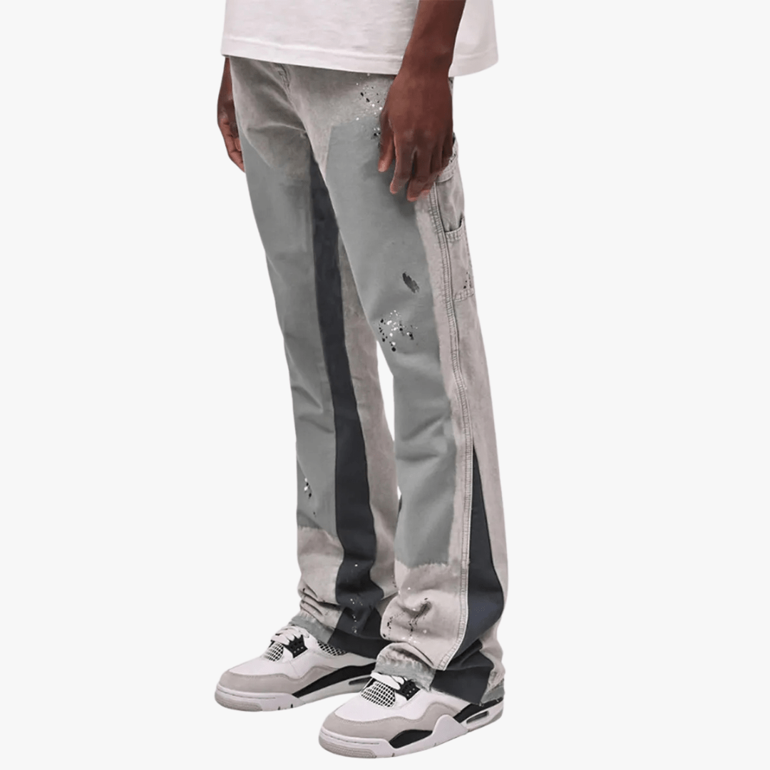 Men’s Streetstyle Jeans – Paint-Splatter Effect, Relaxed Fit Denim