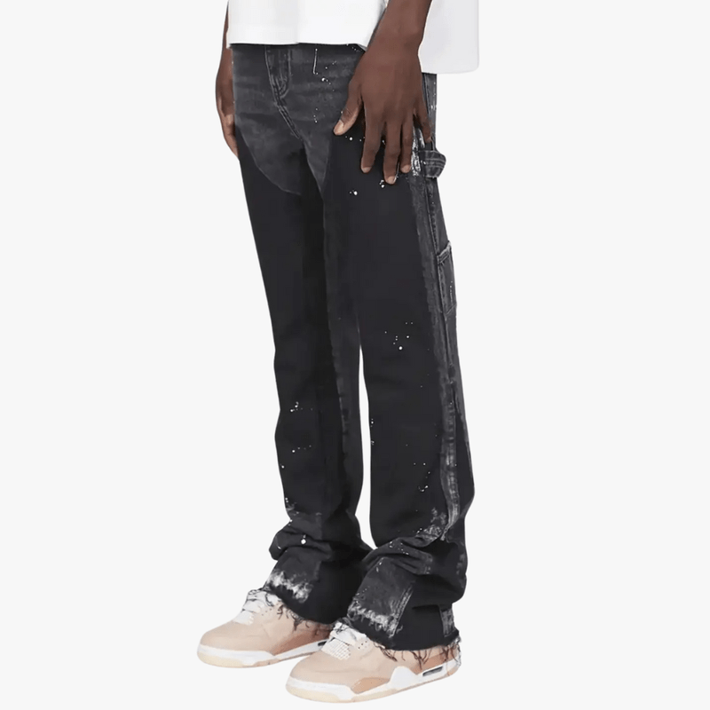 Men’s Streetstyle Jeans – Paint-Splatter Effect, Relaxed Fit Denim
