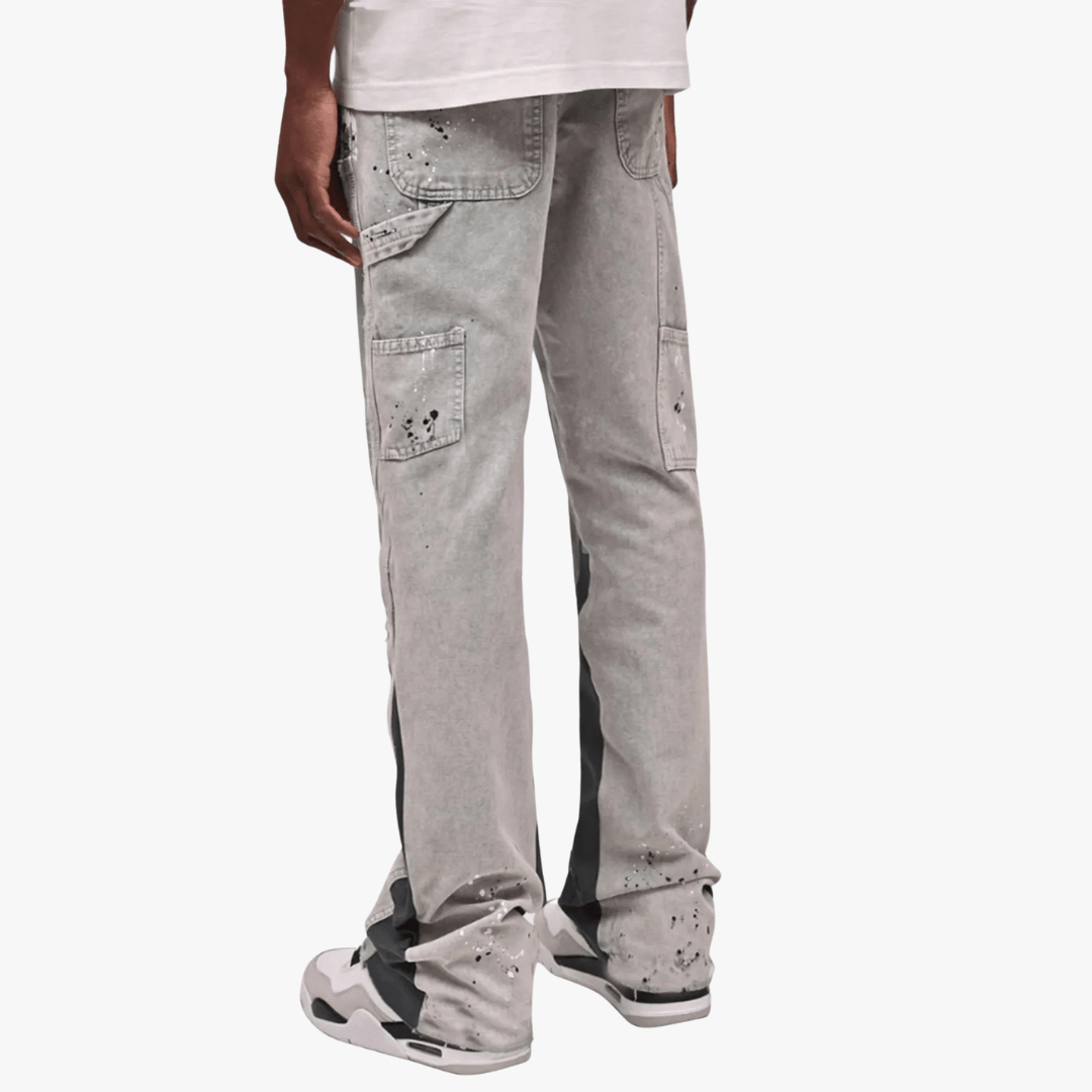 Men’s Streetstyle Jeans – Paint-Splatter Effect, Relaxed Fit Denim
