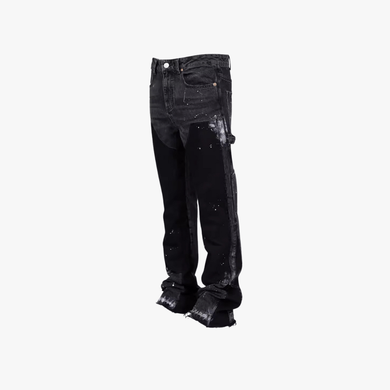 Men’s Streetstyle Jeans – Paint-Splatter Effect, Relaxed Fit Denim