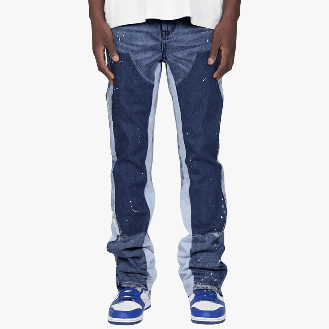 Men’s Streetstyle Jeans – Paint-Splatter Effect, Relaxed Fit Denim