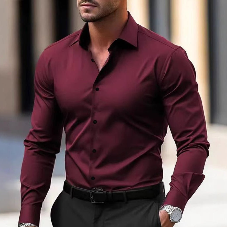 Men's Long Sleeve Business Formal Wear Slim Fit Shirt