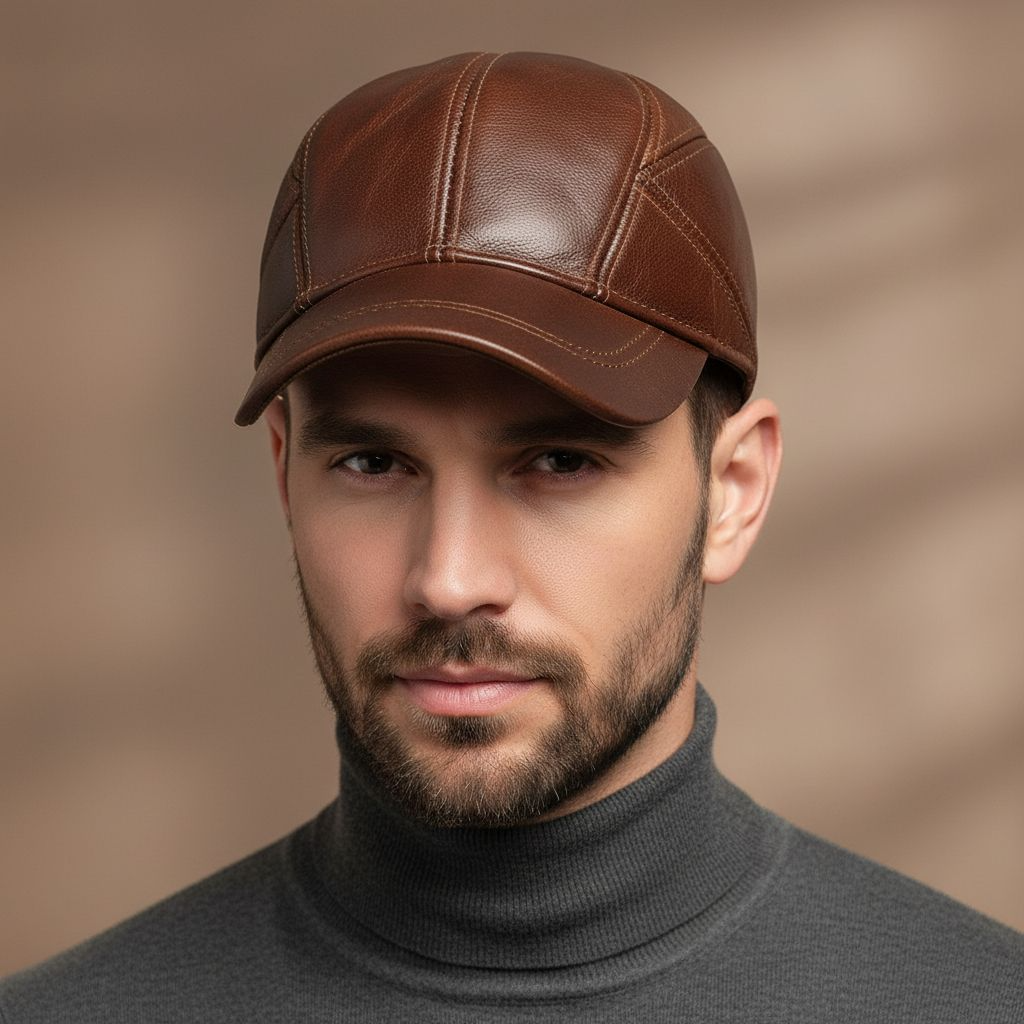 Authentic Leather Cap – Classic Genuine Leather Hat for Casual and Vintage Style