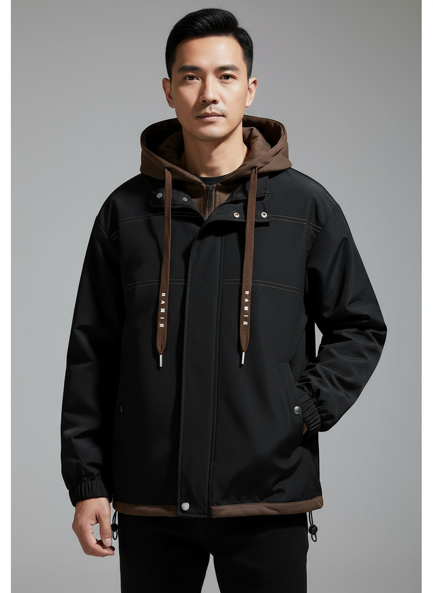 Maverick Layered Hoodie Jacket – Men’s Casual Zip-Up Hooded Jacket