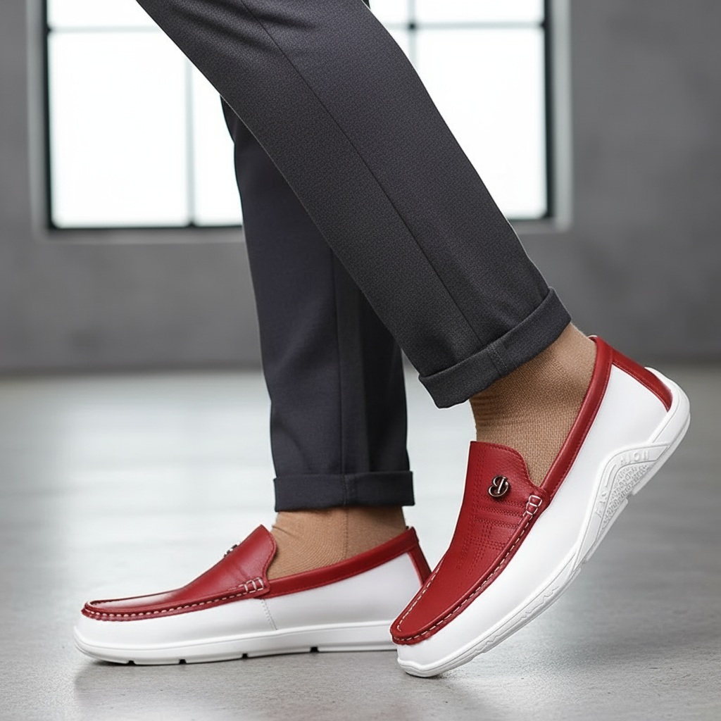 Spraykis | Men's Colour Block Slip-On Loafers – Comfortable Non-Slip Rubber Sole Casual Shoes