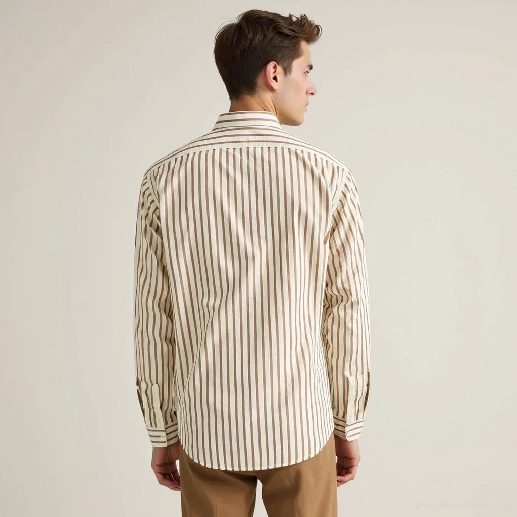 Men’s Striped Dress Shirt – Slim Fit Long Sleeve Button-Up | Formal & Casual Wear