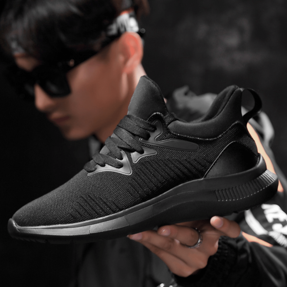 Shadow Noir All-Black Elevated Runners – Sleek 3-Inch Height Increase Sneakers for Men