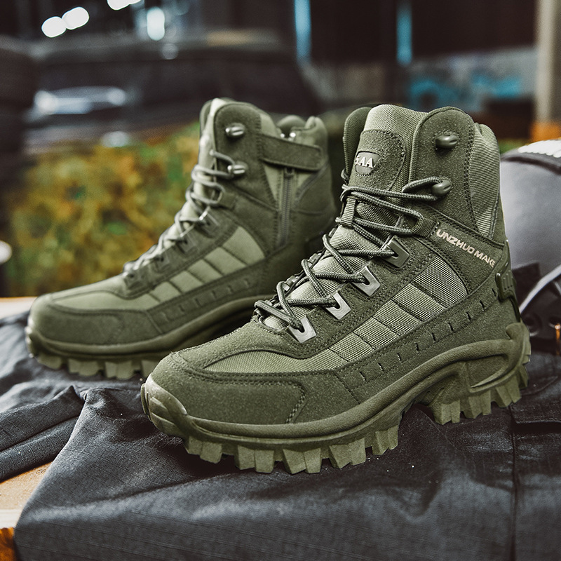 Men’s Tactical Boots – High Shaft – Reinforced Toe – Grip Sole – Lace-Up Closure