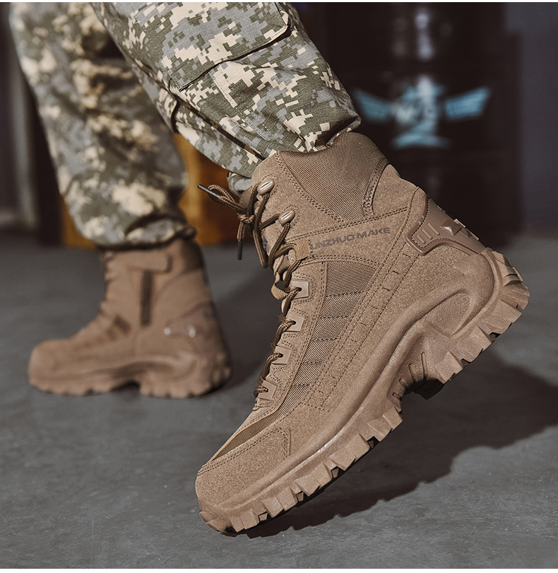 Men’s Tactical Boots – High Shaft – Reinforced Toe – Grip Sole – Lace-Up Closure