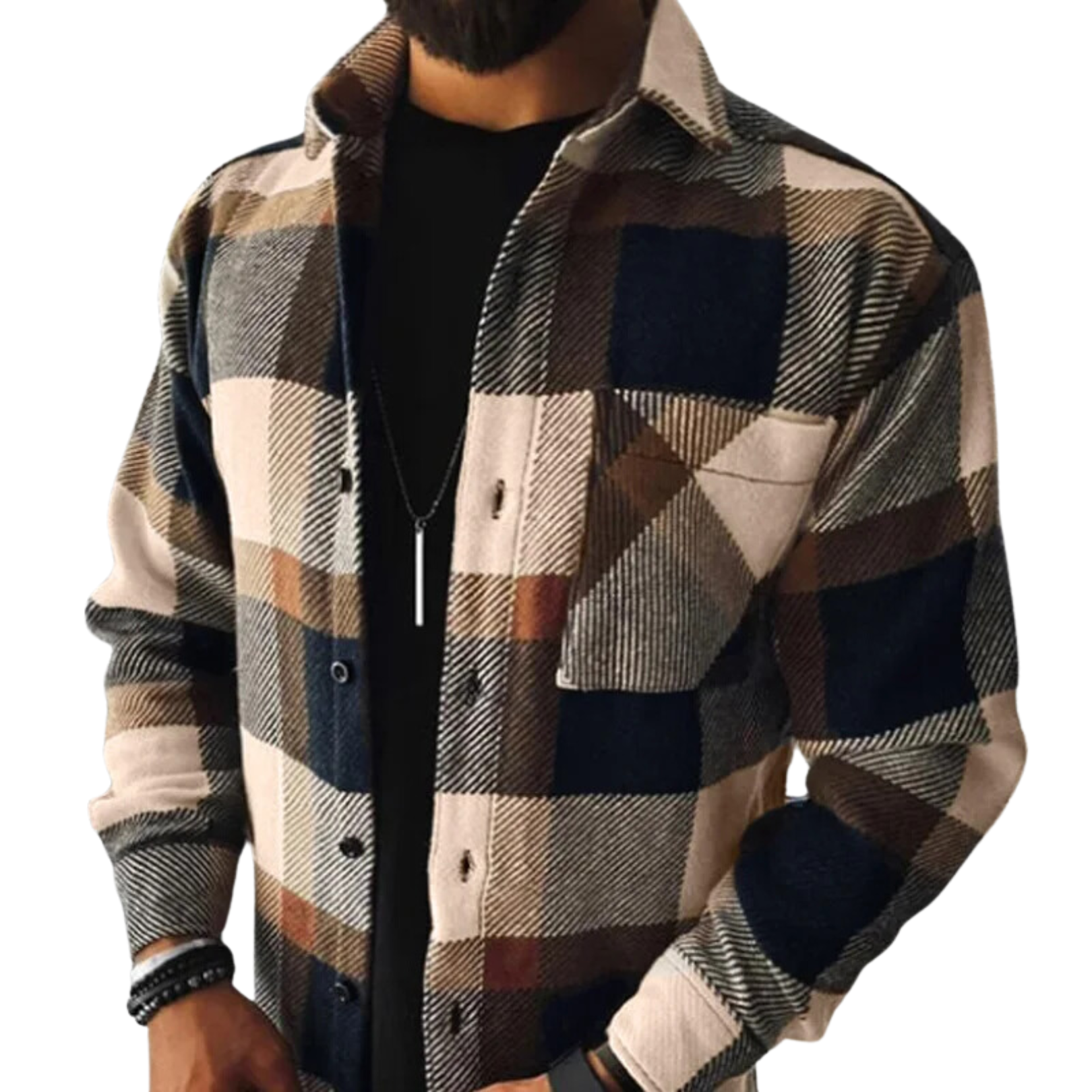Men’s Checkered Winter Jacket – Warm Casual Wear