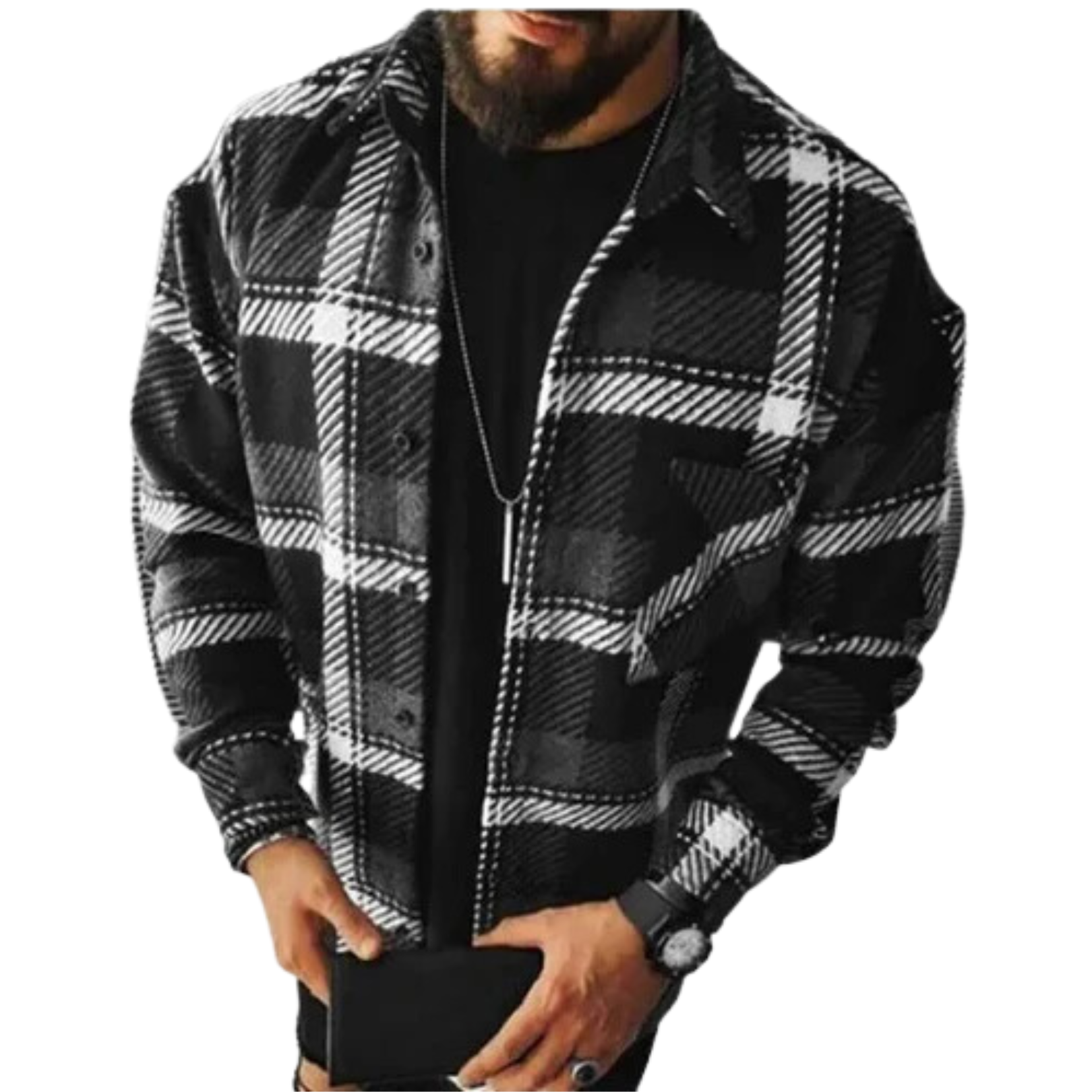 Men’s Checkered Winter Jacket – Warm Casual Wear